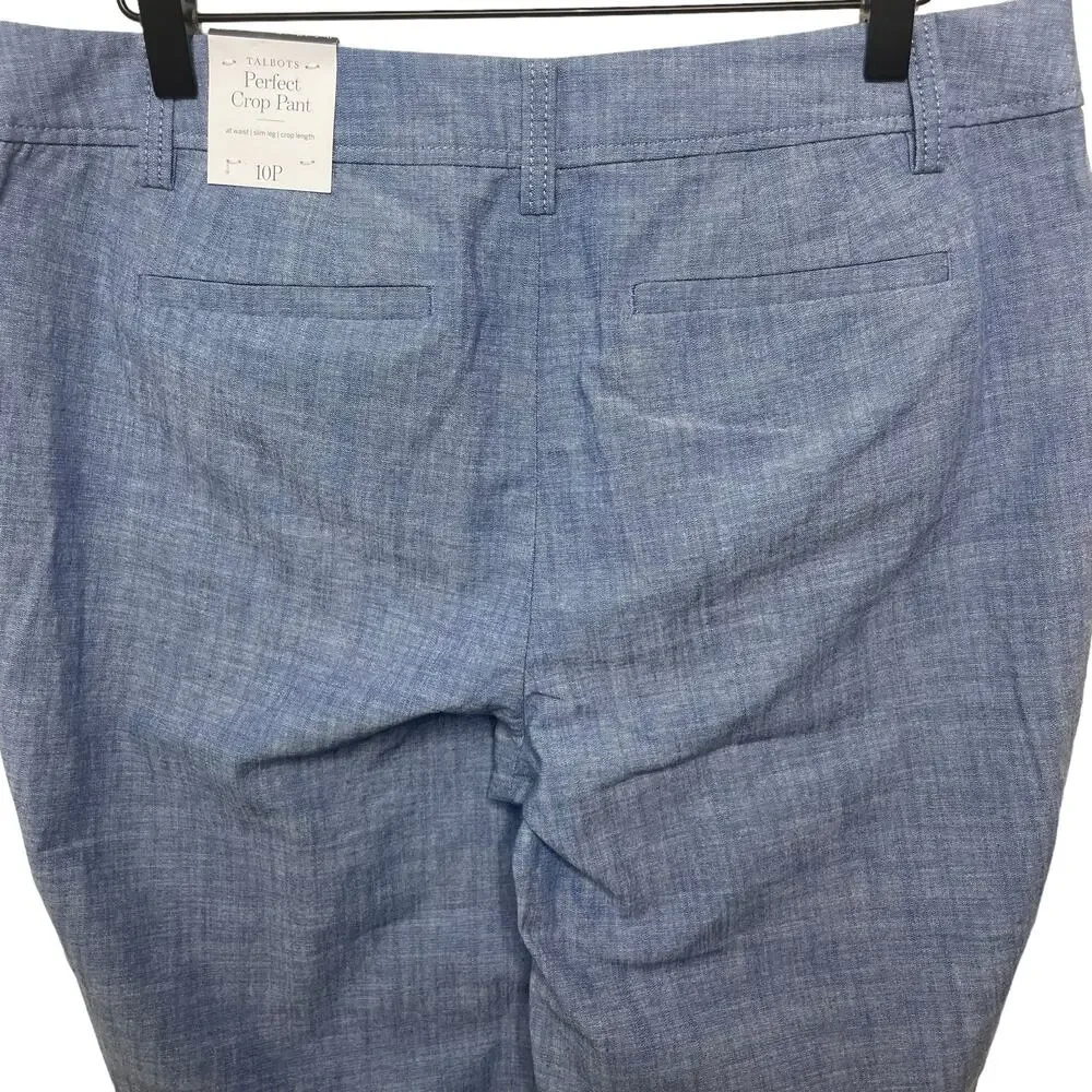 NWT Talbots Women’s Perfect Crop Pants - Chambray Blue Lightweight Size 10P - Picture 8 of 14